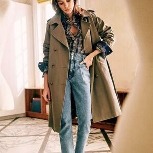 Sezane Scott Trench - Olive Green - FR32/US0 - VGUC